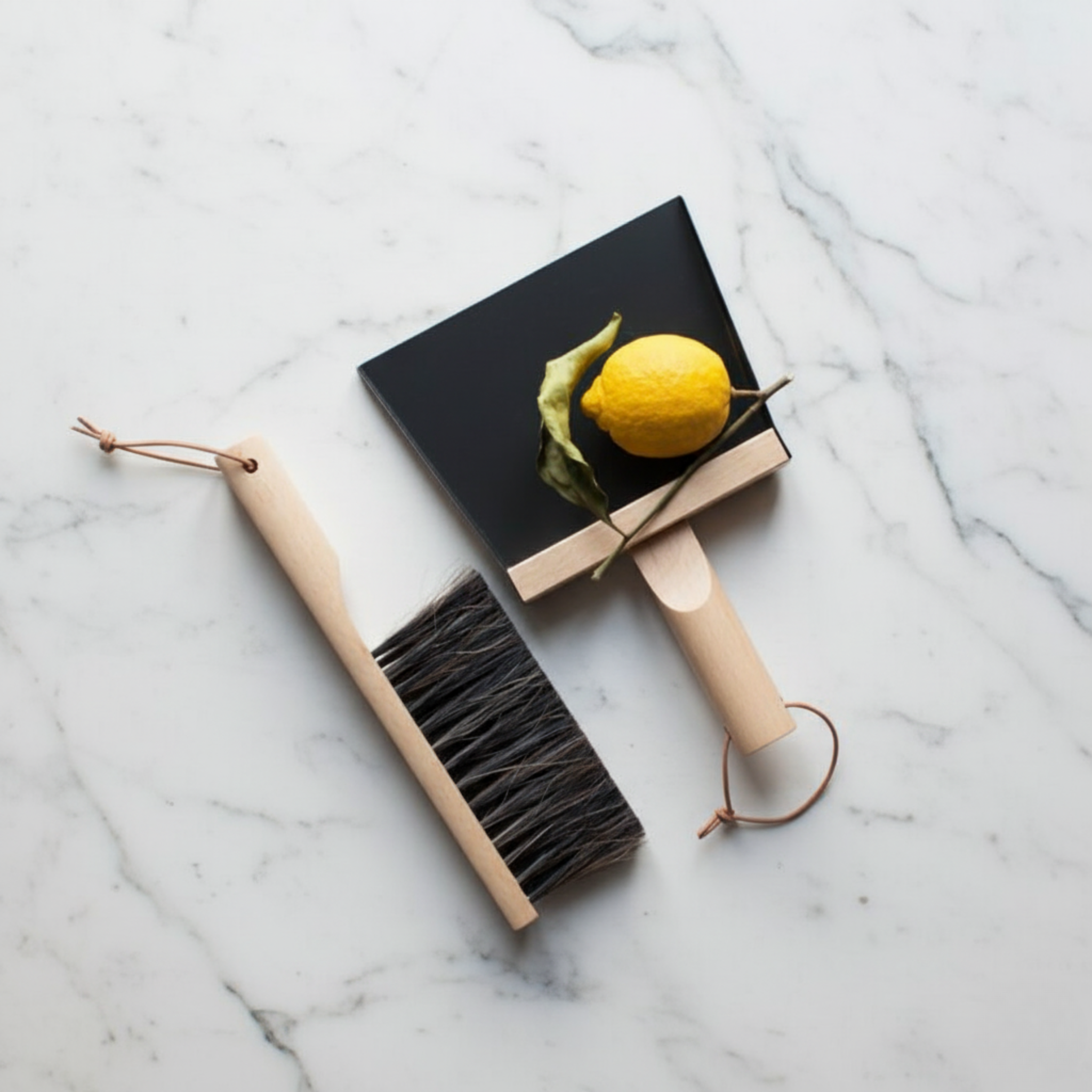 Andree Jardin "Mr & Mrs Clynk" Black Hand Brush, Dustpan and Wall Hooks