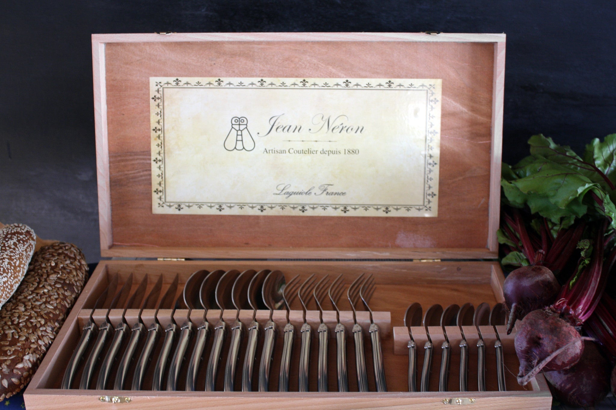 Laguiole 24 Piece Flatware Set, Stainless Steel in Wood Presentation Box