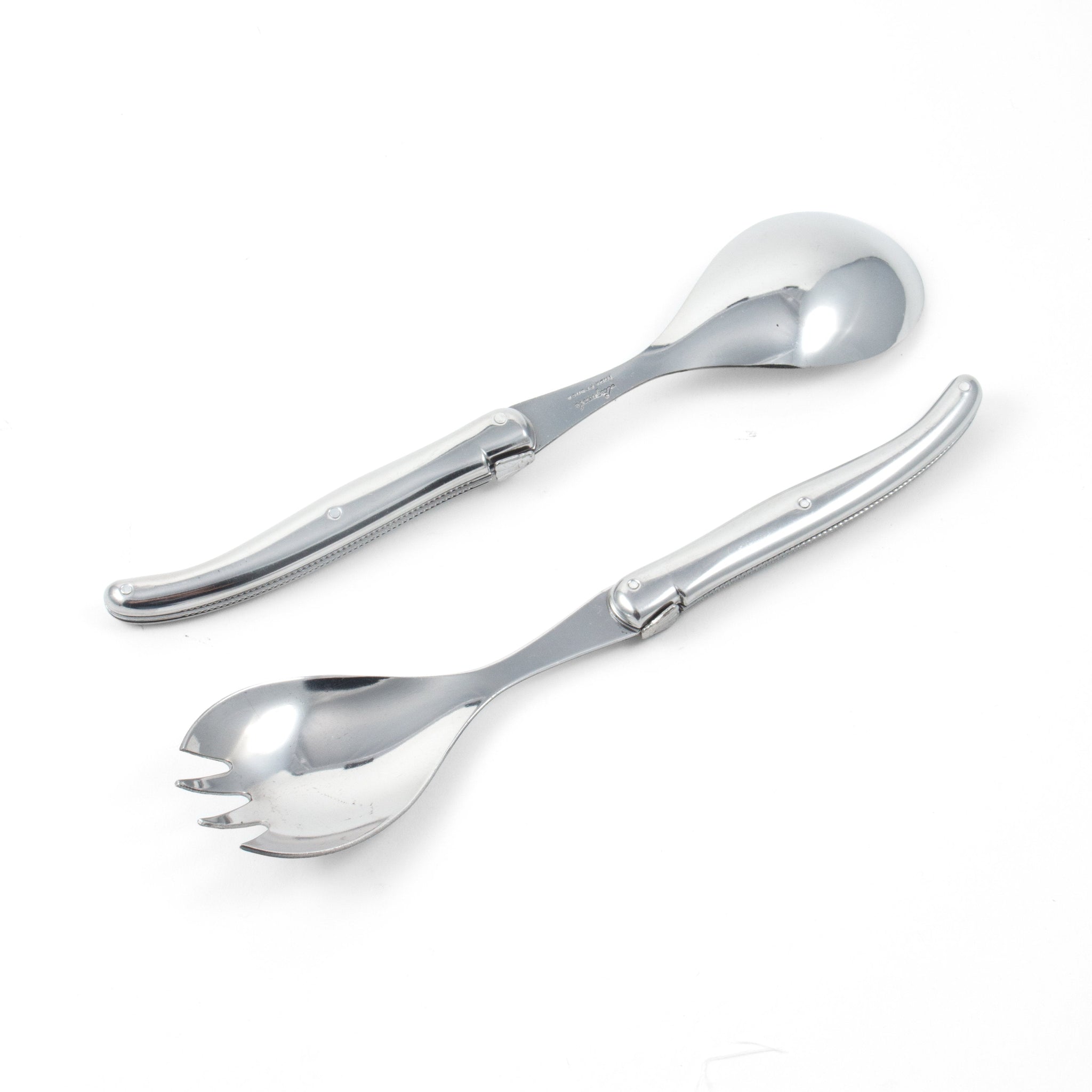 Laguiole Platine Salad Set - Stainless Steel in wood box