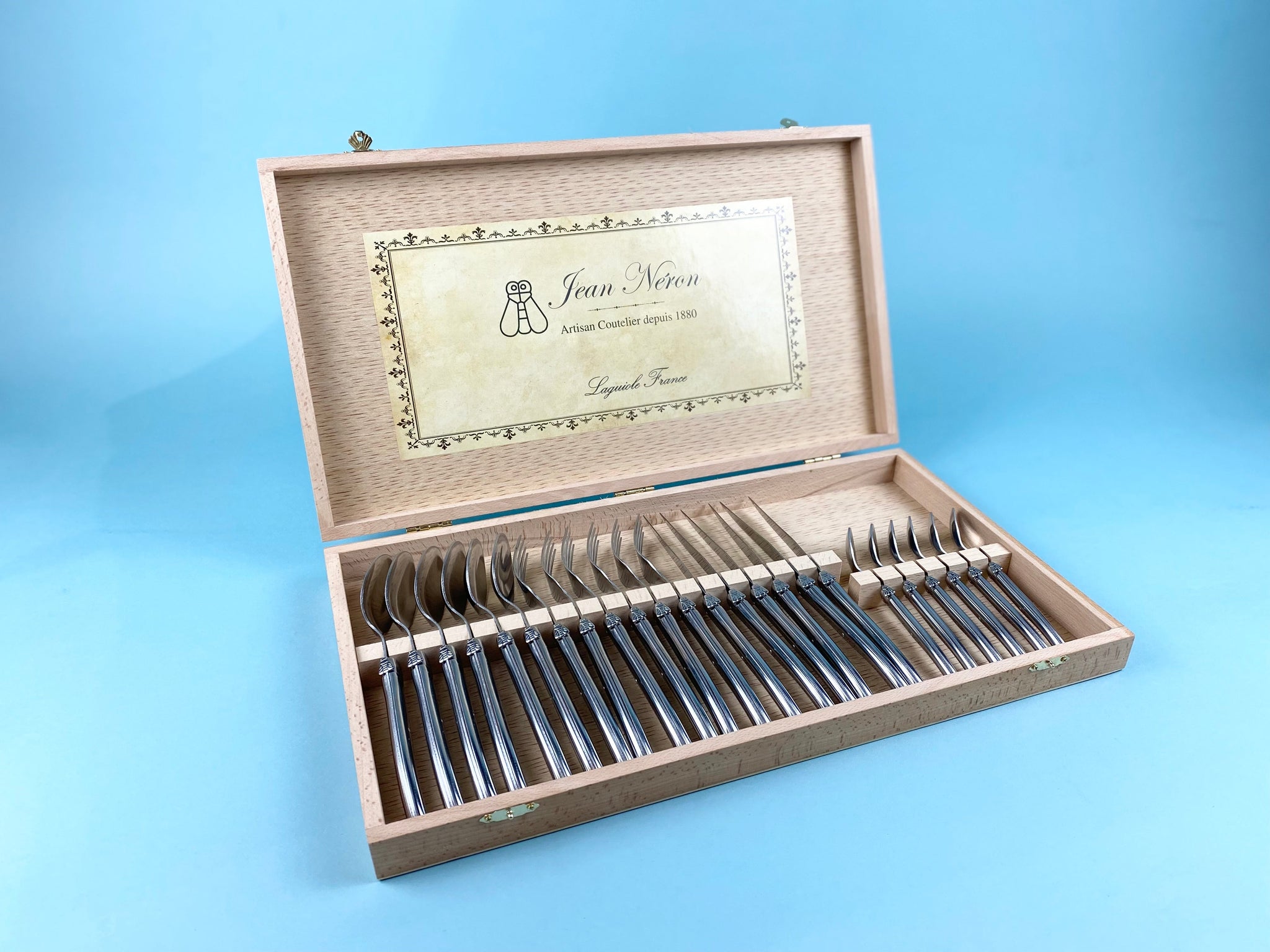Laguiole 24 Piece Flatware Set, Stainless Steel in Wood Presentation Box