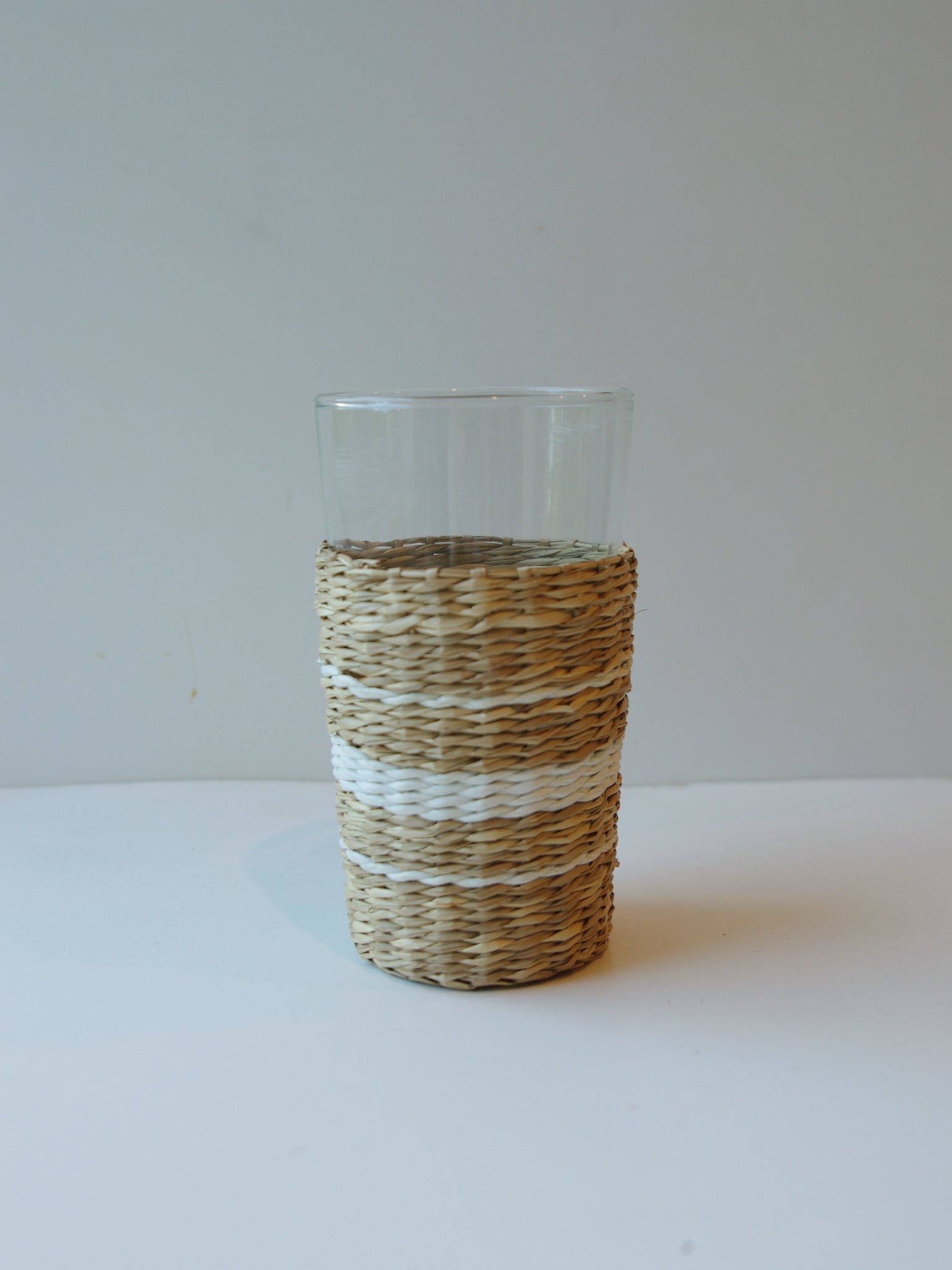 SEAGRASS HIGHBALL GLASS—White stripe (SET OF 4)