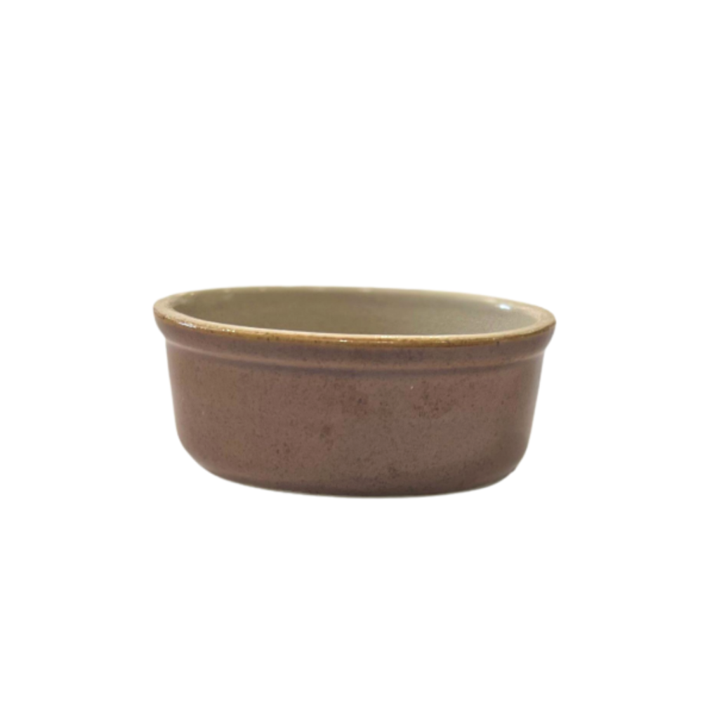 Poterie Renault Oval Mauviette Dish-- (0.125 L)-- Brown