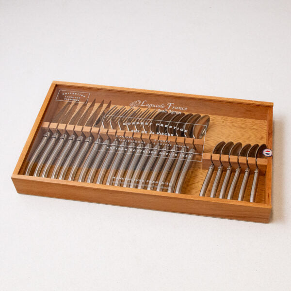 Laguiole 24 Piece Flatware Set, Stainless Steel in Wood Box with