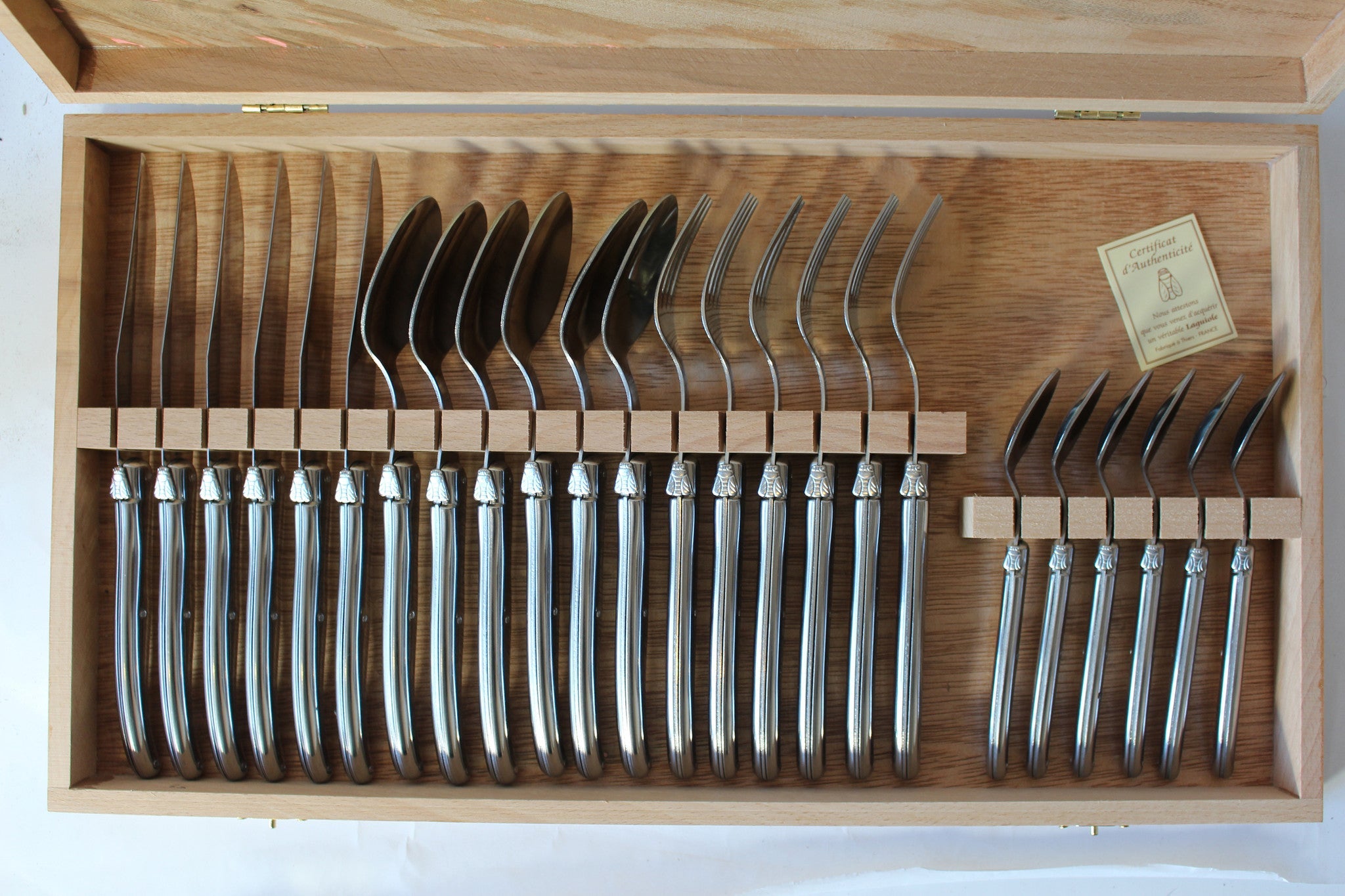 Laguiole 24 Piece Flatware Set, Stainless Steel in Wood Presentation Box