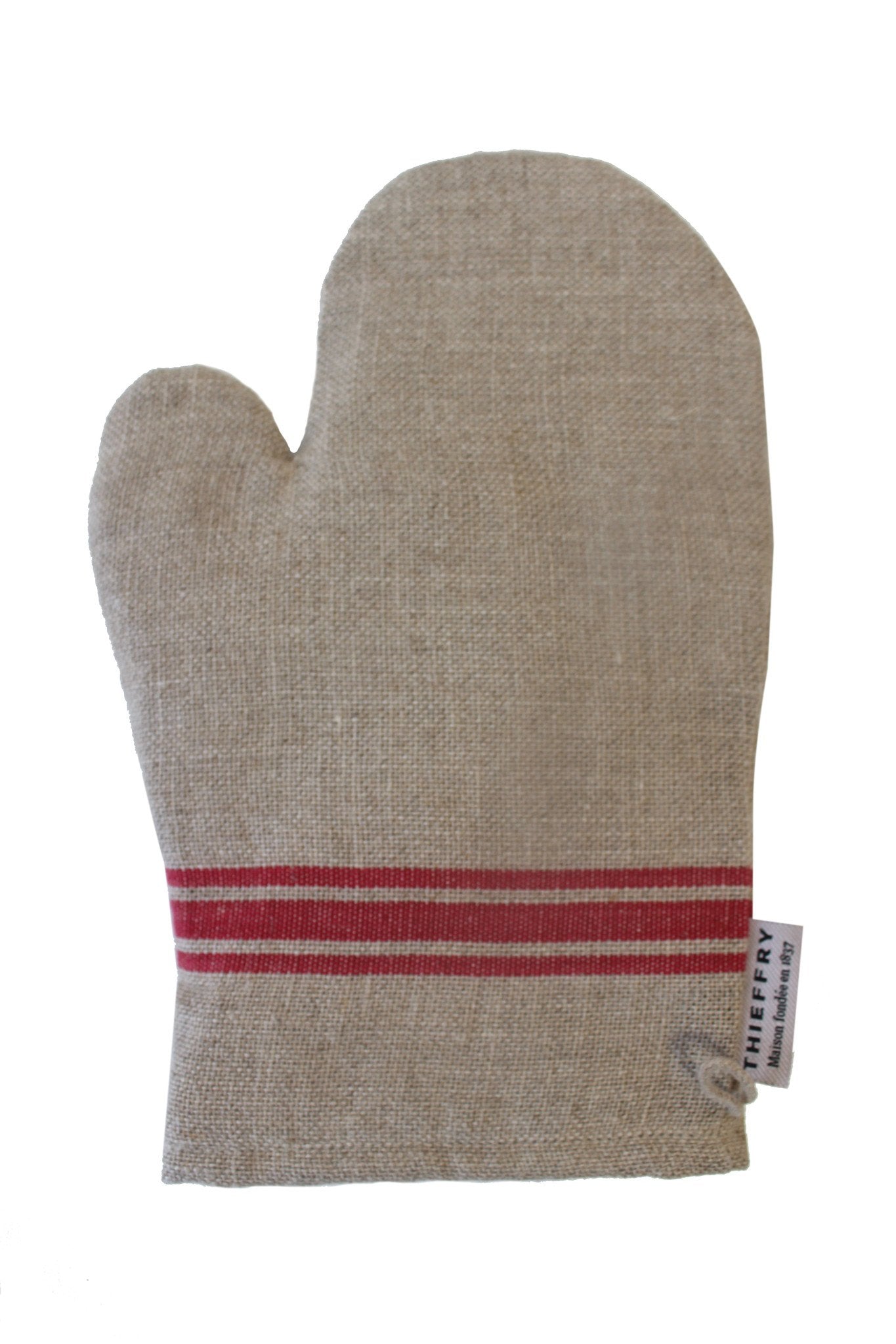 Thieffry Red Monogramme Linen Oven Mitt - French Dry Goods