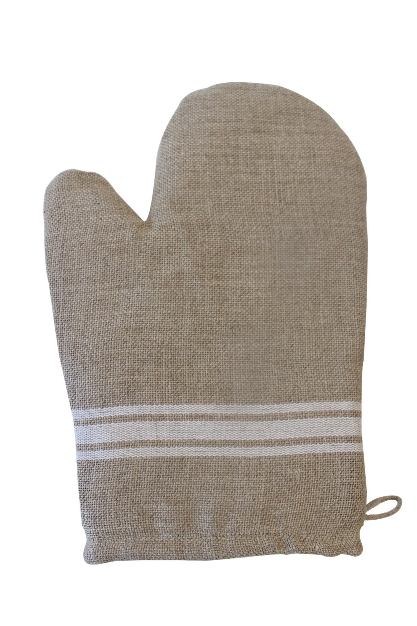 Thieffry White Monogramme Linen Oven Mitt - French Dry Goods