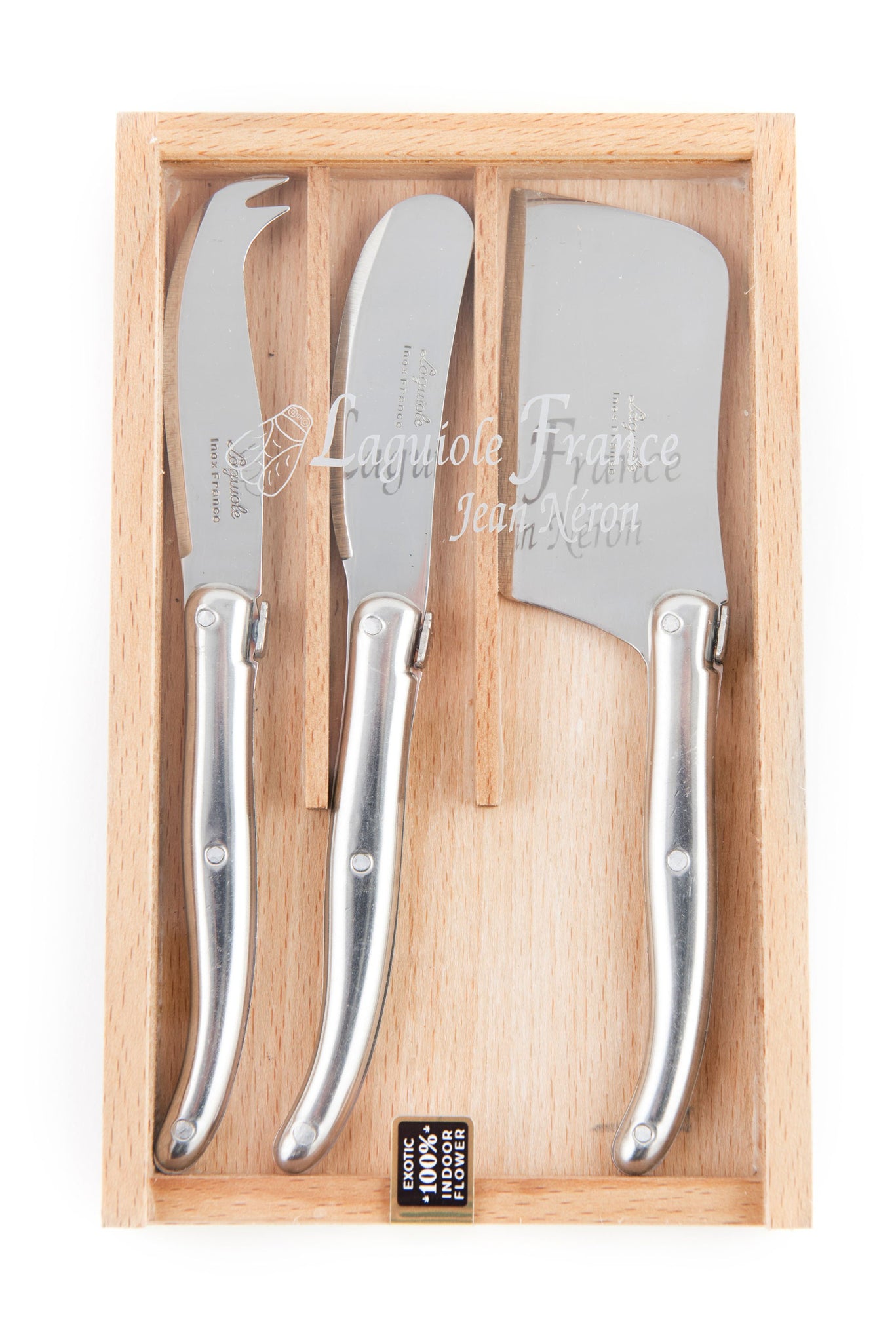 Laguiole 3 Piece Stainless Steel Mini Cheese Set in Wooden Box - French Dry Goods