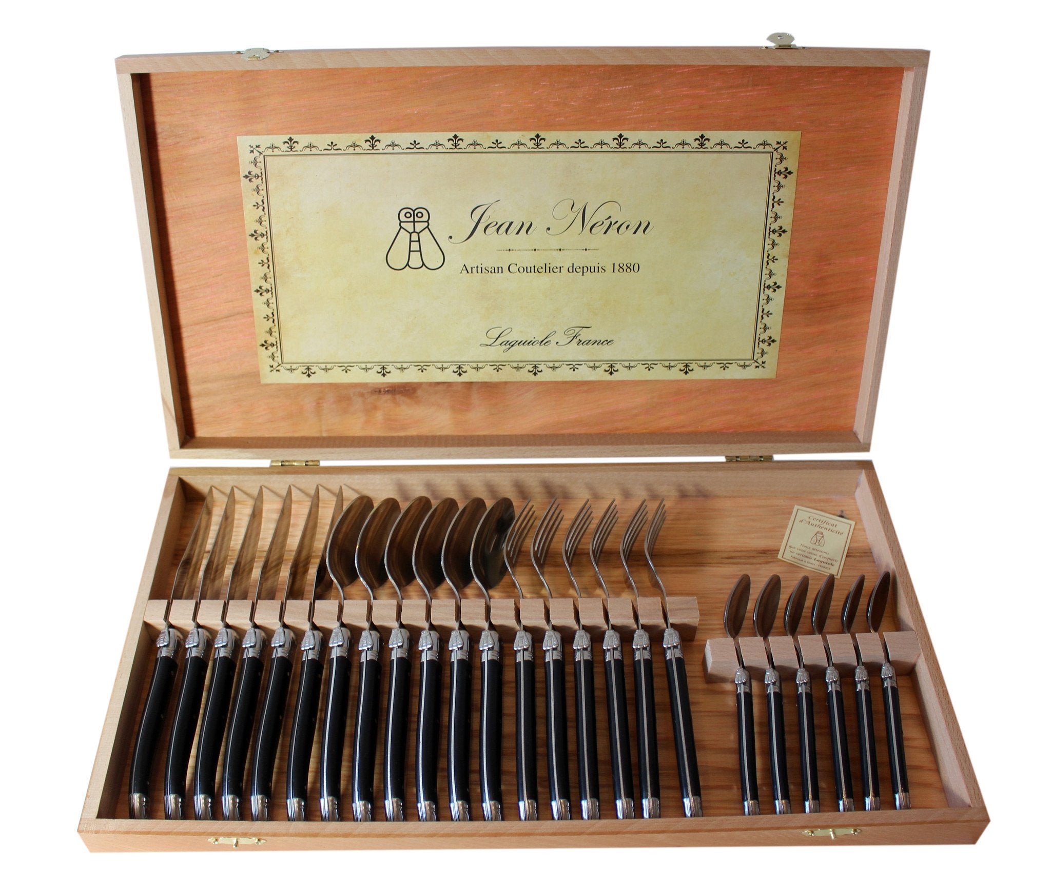 Laguiole 24 Piece Flatware in Black with Presentation Box - French Dry Goods
