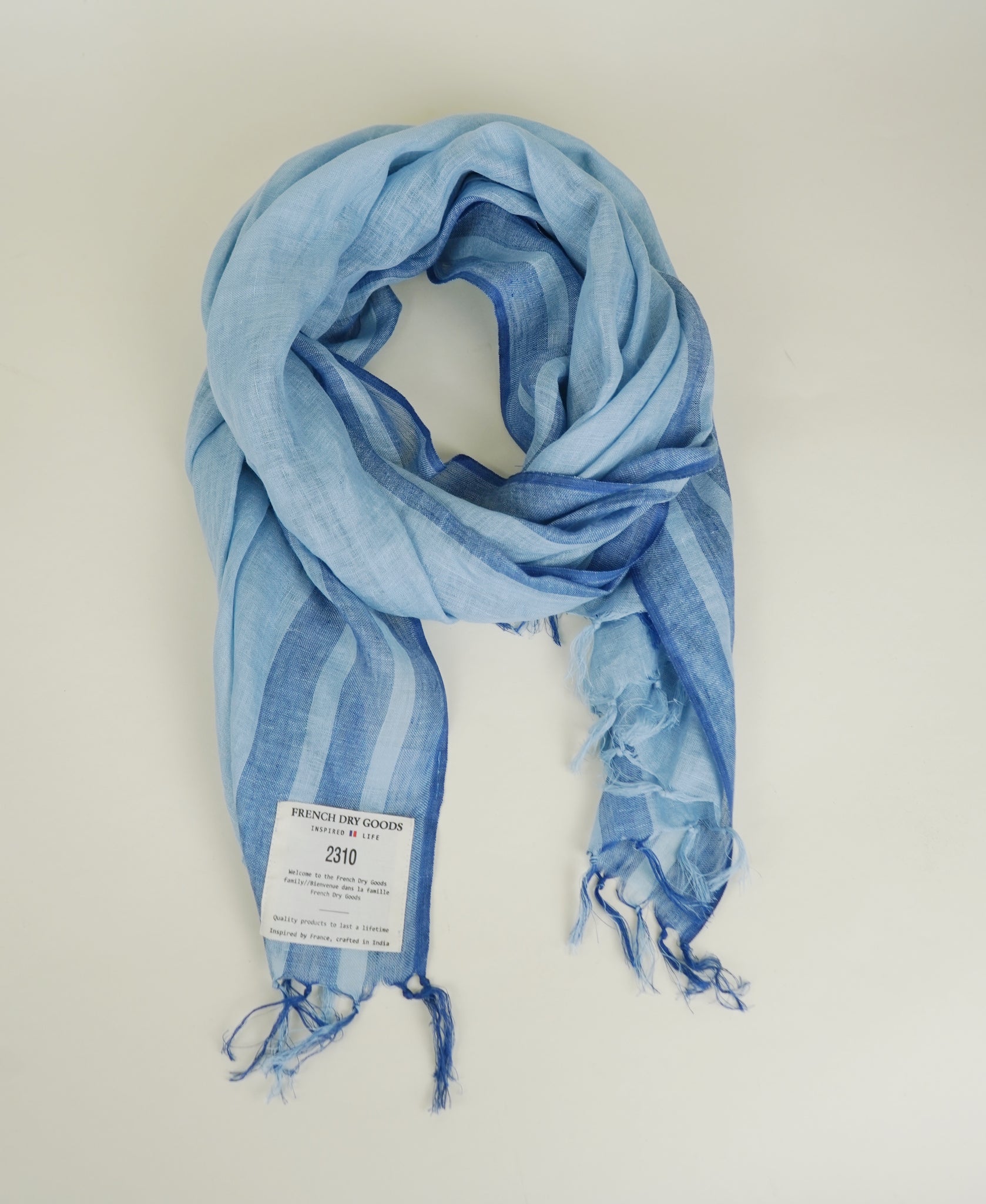 Limited Edition Light and Dark Blue Striped Handwoven Scarf