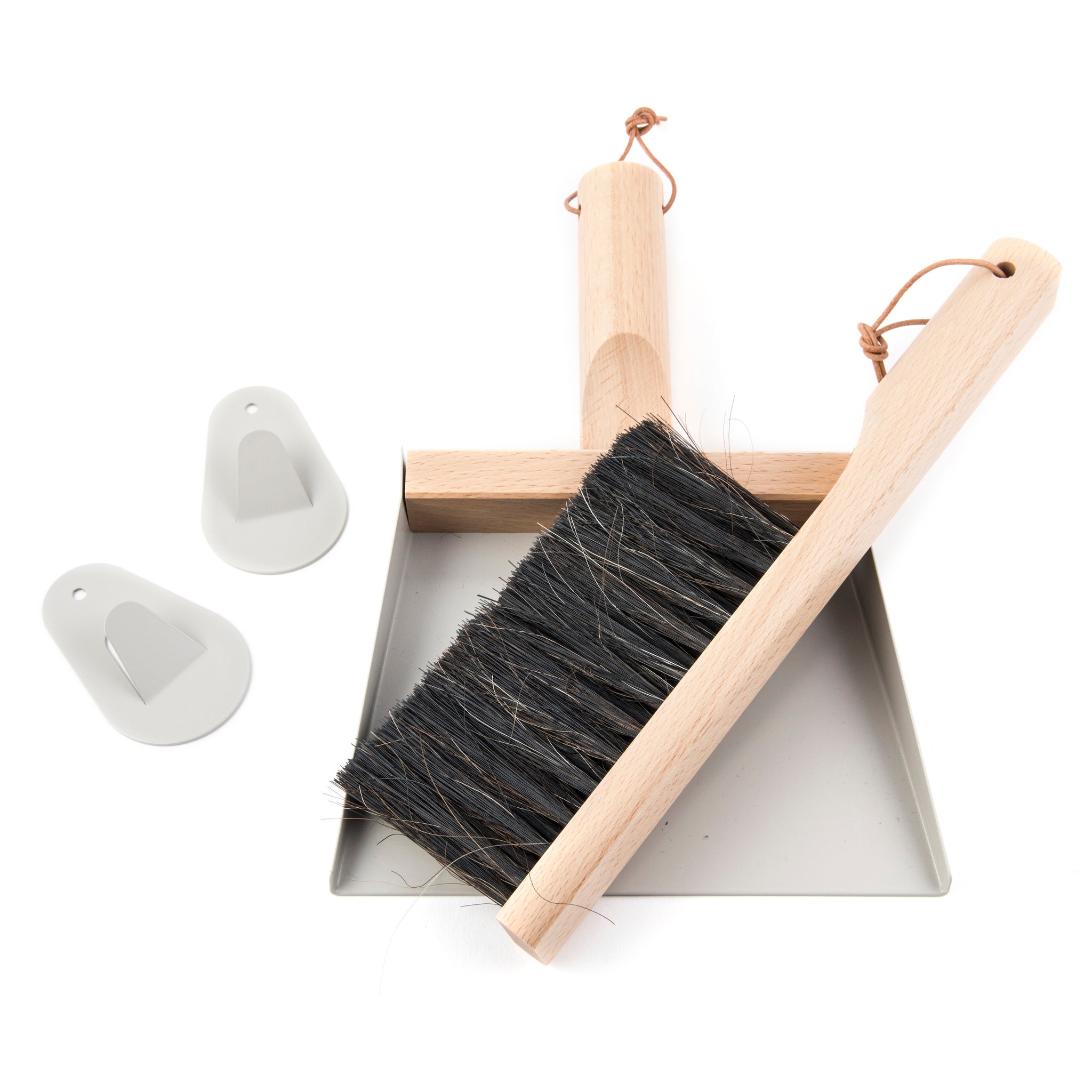 Andrée Jardin Mr. and Mrs. Clynk Grey Dustpan & Brush "Coffret" Gift Set with Wall Hooks