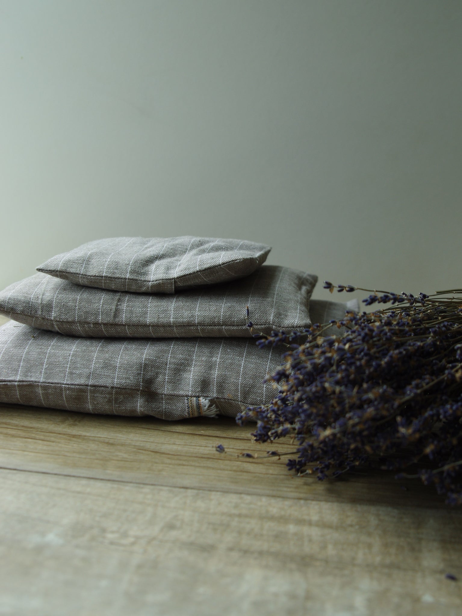 French Lavender Sachet—Tan Striped Linen