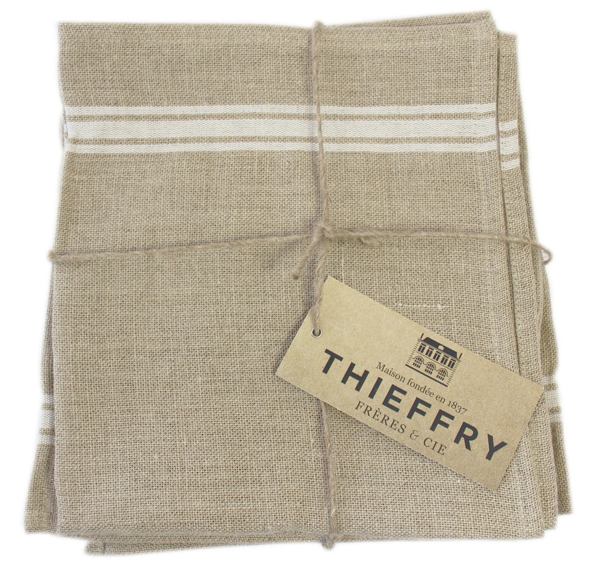 Thieffry White Monogramme Linen Tablecloth (68" x 110") - French Dry Goods