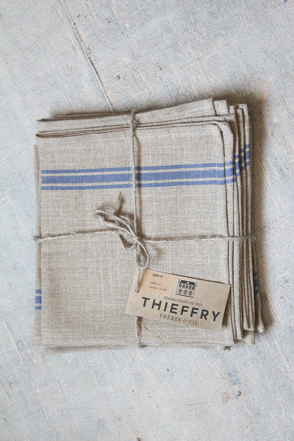 Thieffry Blue Monogramme Linen Dish Towel (28" x 20.5") - French Dry Goods