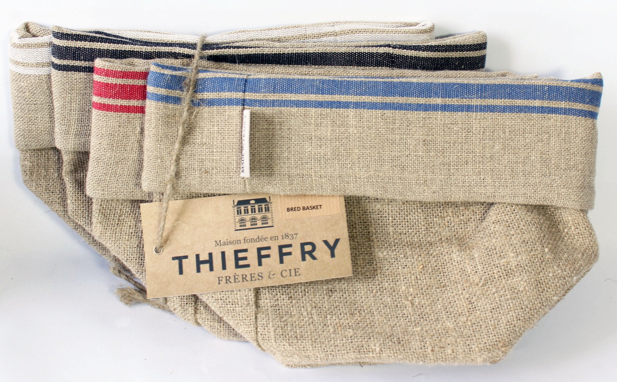 Thieffry Black Monogramme Linen Bread Bag - French Dry Goods