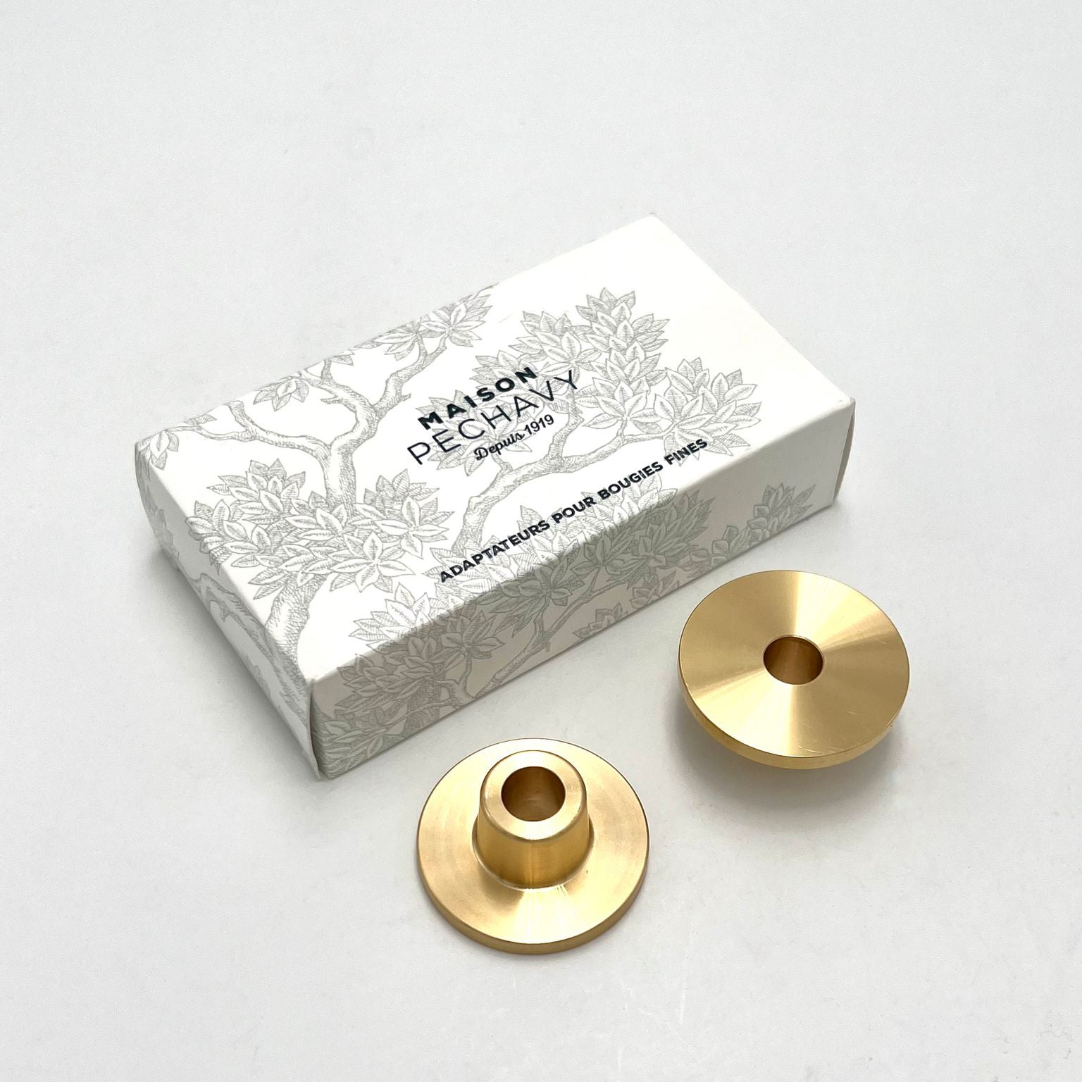 Maison Pechavy Brass Candle Holder & Adaptor—Set of 2