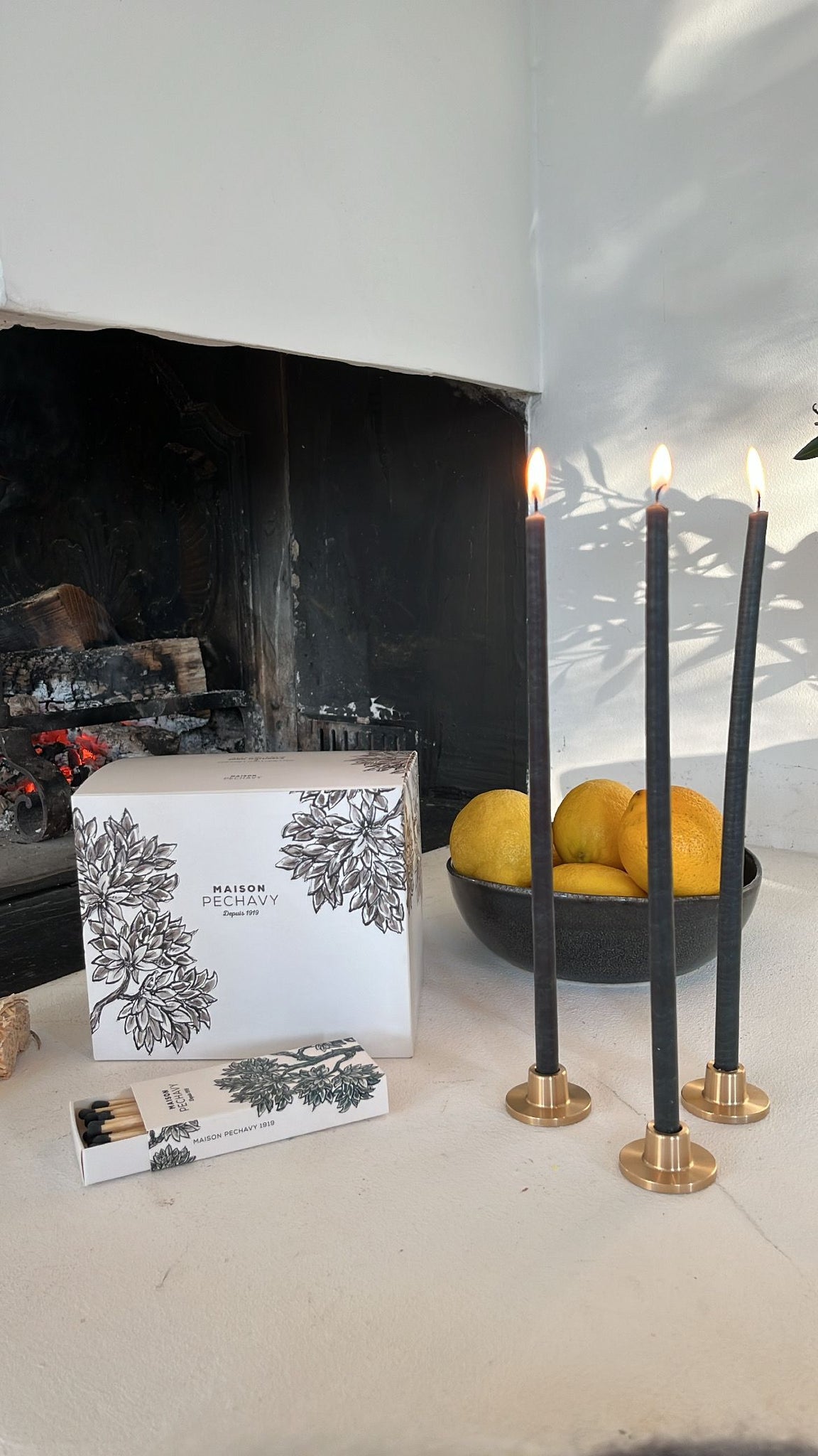 Maison Pechavy Set of Candles & Long Matches—Carbon