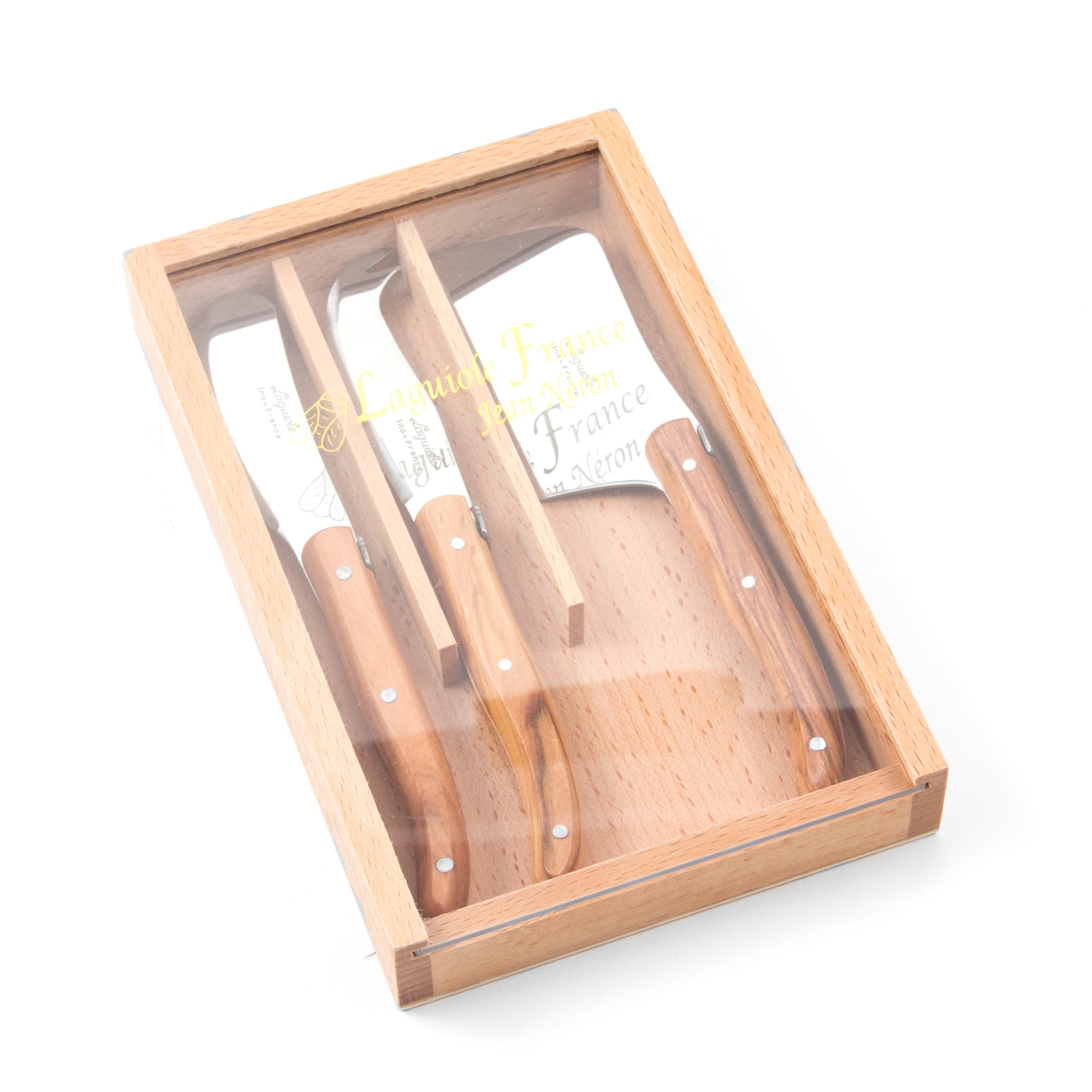 Laguiole 3 Piece Olivewood Mini Cheese Set in Wooden Box - French Dry Goods