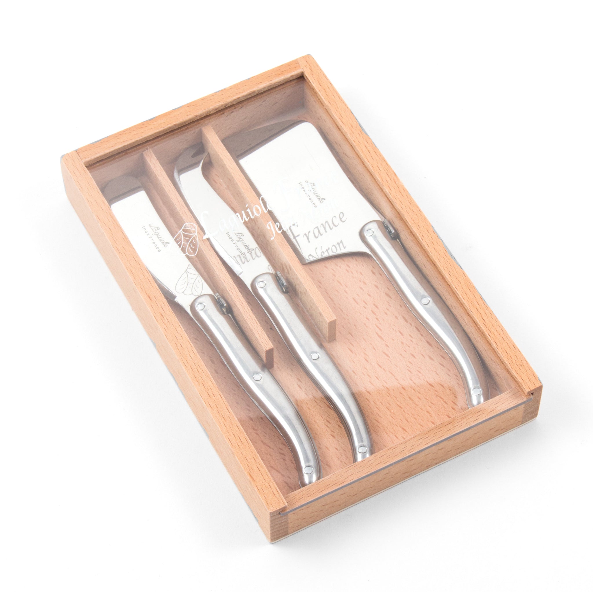 Laguiole 3 Piece Stainless Steel Mini Cheese Set in Wooden Box - French Dry Goods