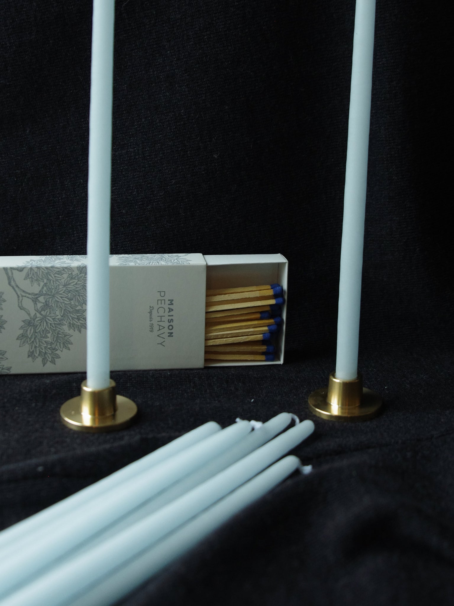 Maison Pechavy Set of Candles & Long Matches—Light Blue