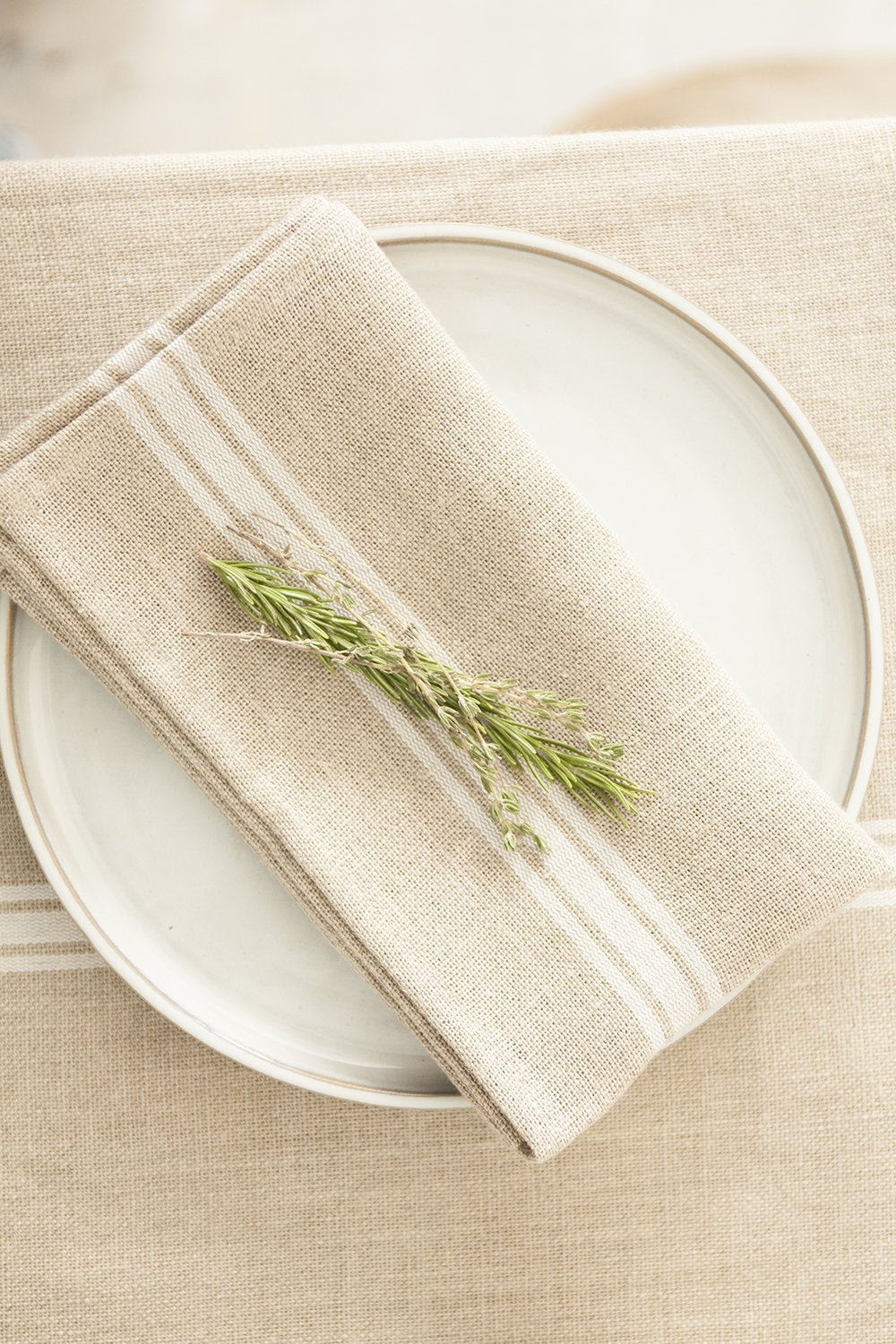 Thieffry White Monogramme Linen Napkin (21" x 20") - Set of 2 - French Dry Goods