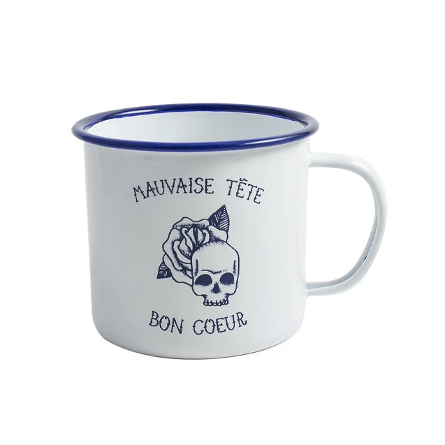 Orban & Sons Tatouage "Mauvaise Tête" Enamel Mug (Set of 4) - French Dry Goods