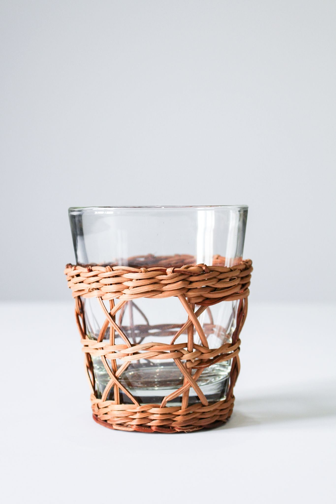Rattan Wide Cage Tumbler Glass (Set of 4)