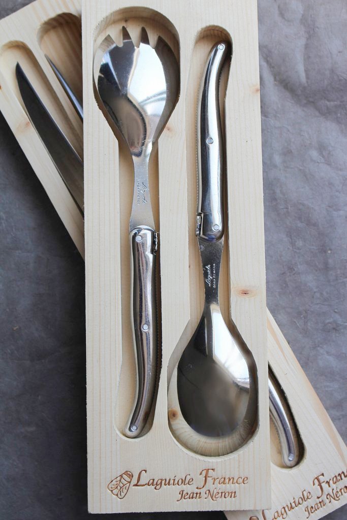 Laguiole 2 Piece Stainless Steel Salad Serving Set in Wood Box - French Dry Goods