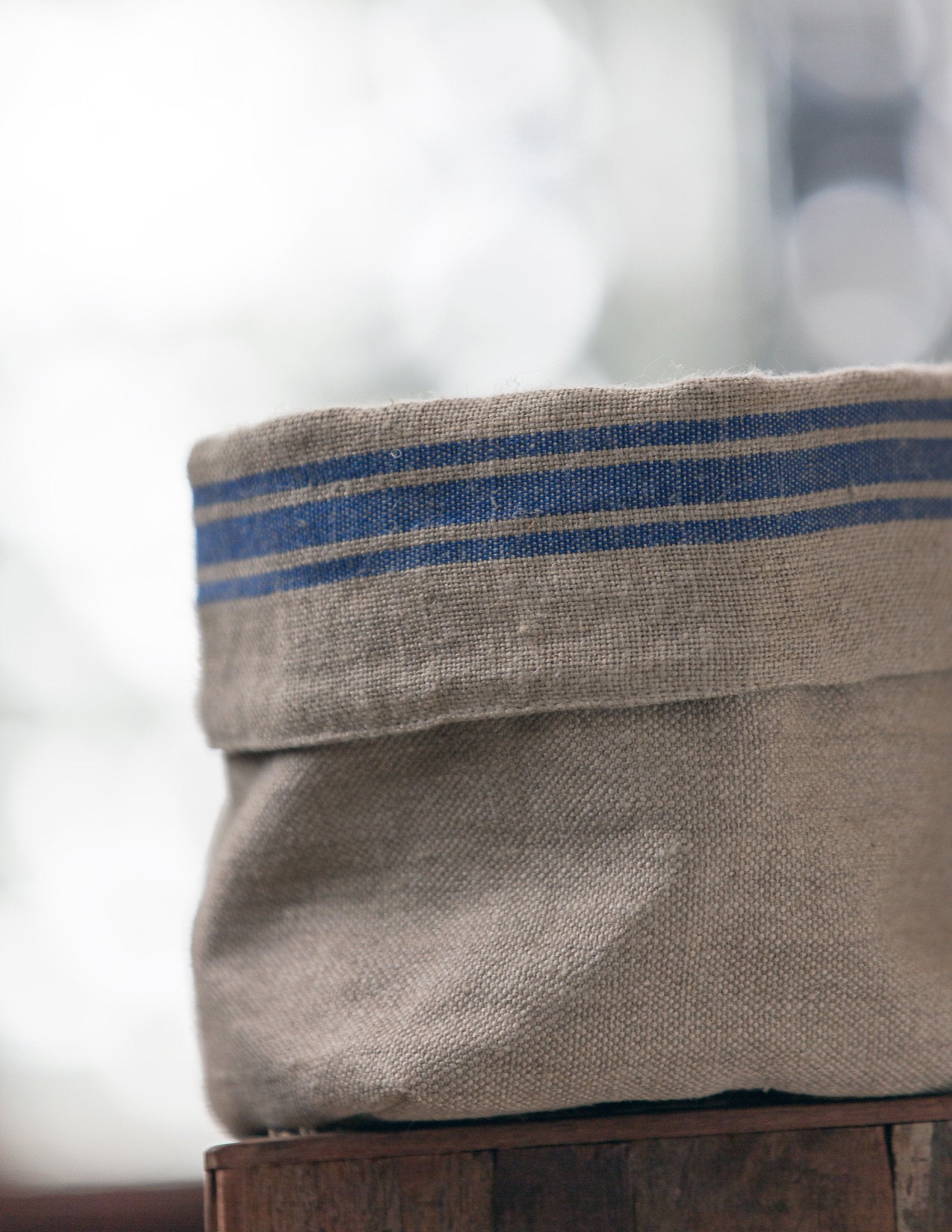 Thieffry Blue Monogramme Linen Bread Bag - French Dry Goods