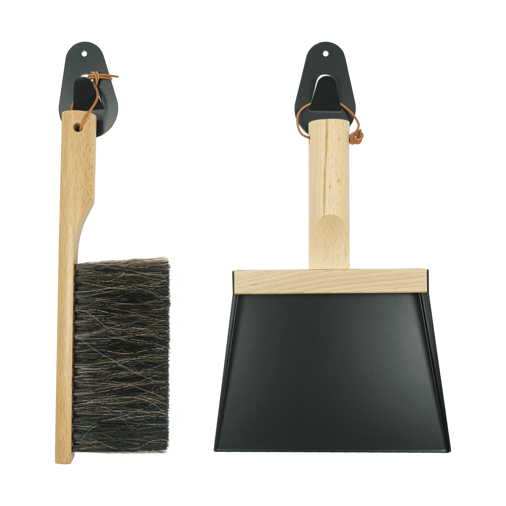 Andrée Jardin Mr. and Mrs. Clynk Black Dustpan & Brush "Coffret" Gift Set with Wall Hooks