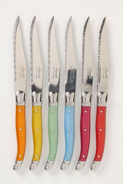 Laguiole 6 Piece Rainbow Knife Set in Wooden Box - French Dry Goods