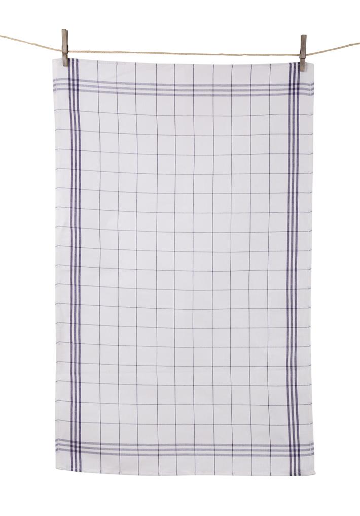 Tissage de L’Ouest Set of 2 Traditional Window Pane Plaid Blue Dish Towels (21.6” x 31.4”) - French Dry Goods